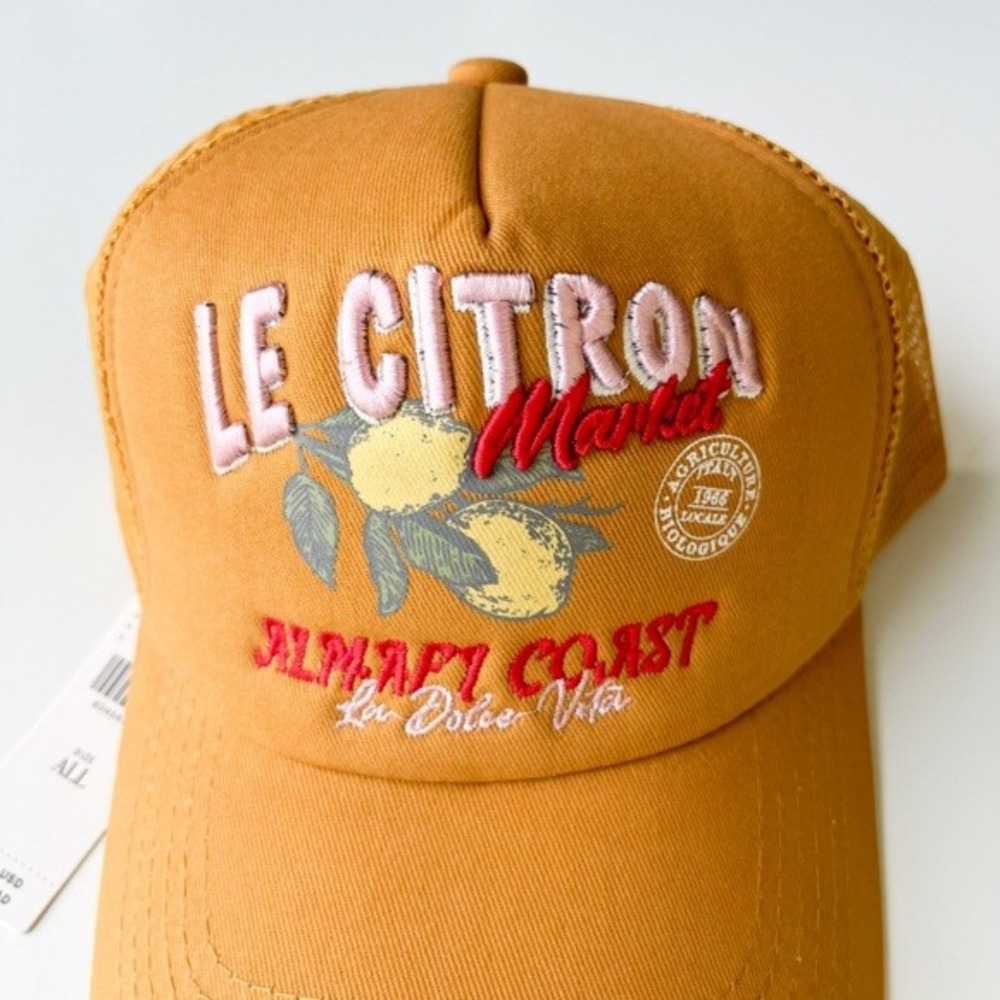 NWT Anthropologie Worn/West Le Citron Trucker Hat Orange Womens One Size - Picture 3 of 8